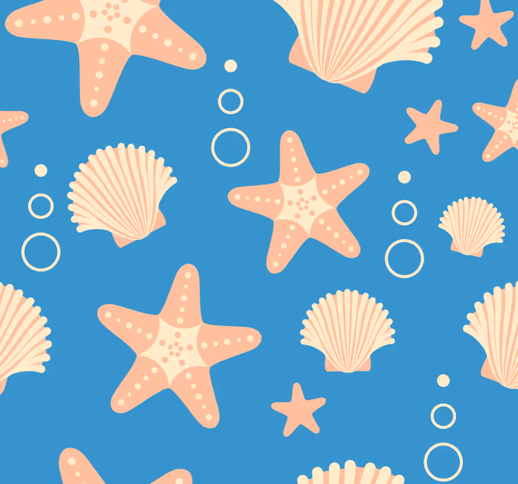 Tapete Meerestiere Fischstar und muscheln - TenStickers