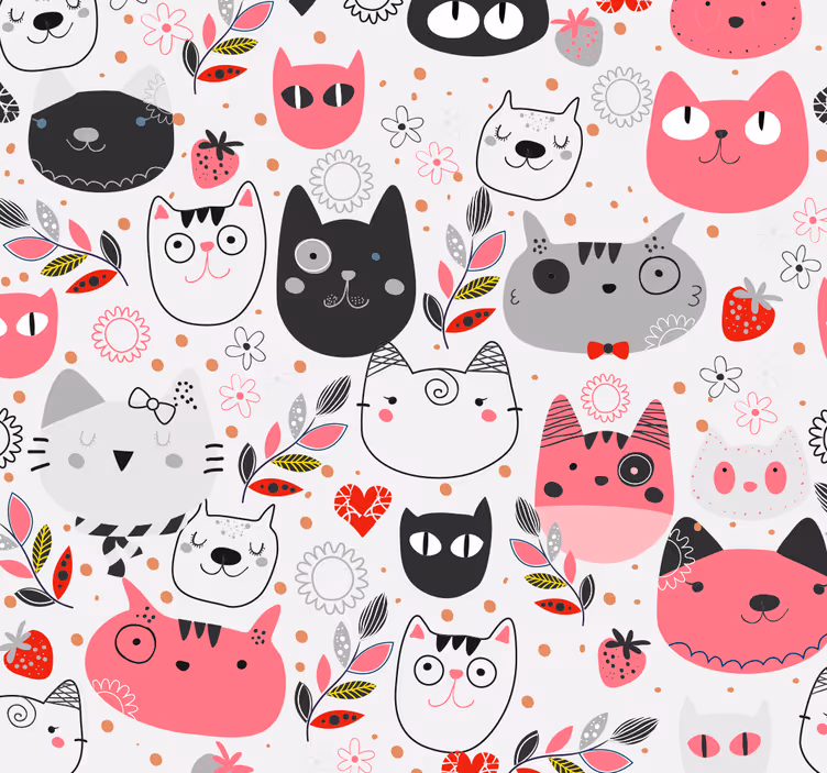 Katzen Tapete verspielte katzenmotive - TenStickers
