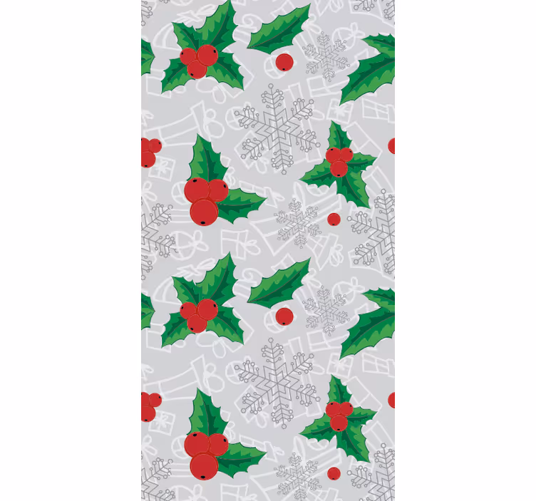 Weihnachtstapete festliches stechpalmenmuster - TenStickers