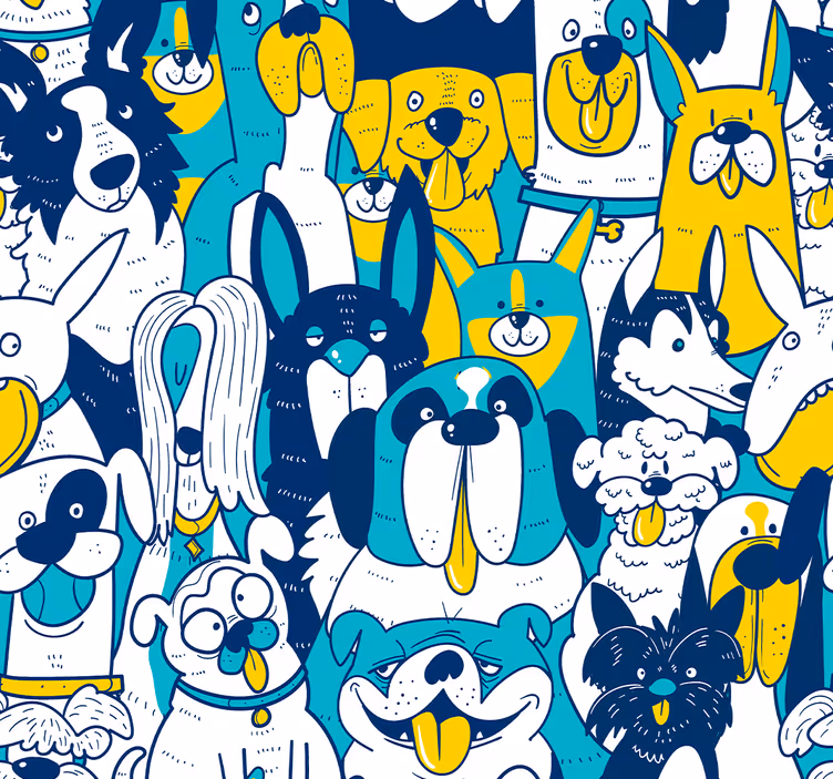 Tiere Tapete animierte hundeversammlung - TenStickers