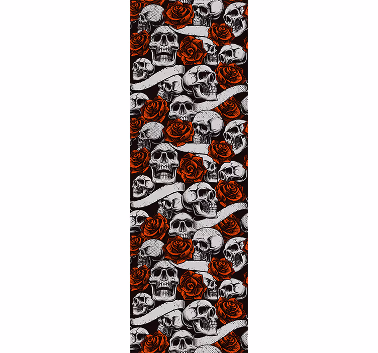 Blumentapete mit gotischen schädeln und blumen - TenStickers