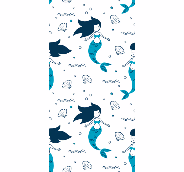 Tapete blau Meerjungfrau Muster thema - TenStickers