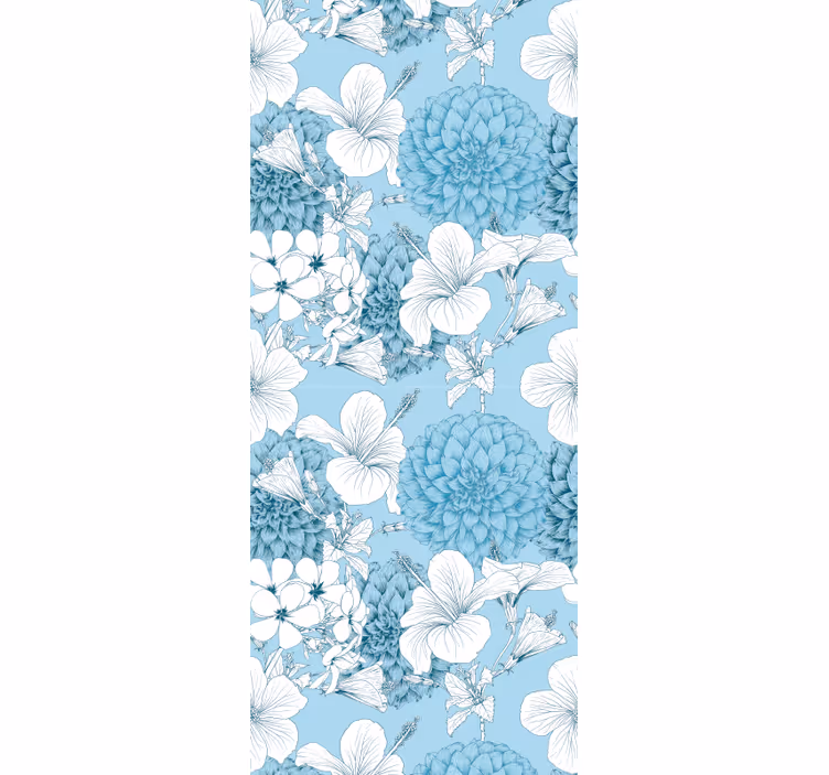 Blumentapete Bleu mehl Öffnung - TenStickers