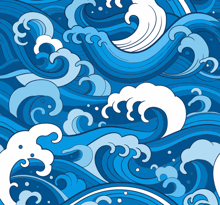 Tapete blau mit wellenmuster - TenStickers