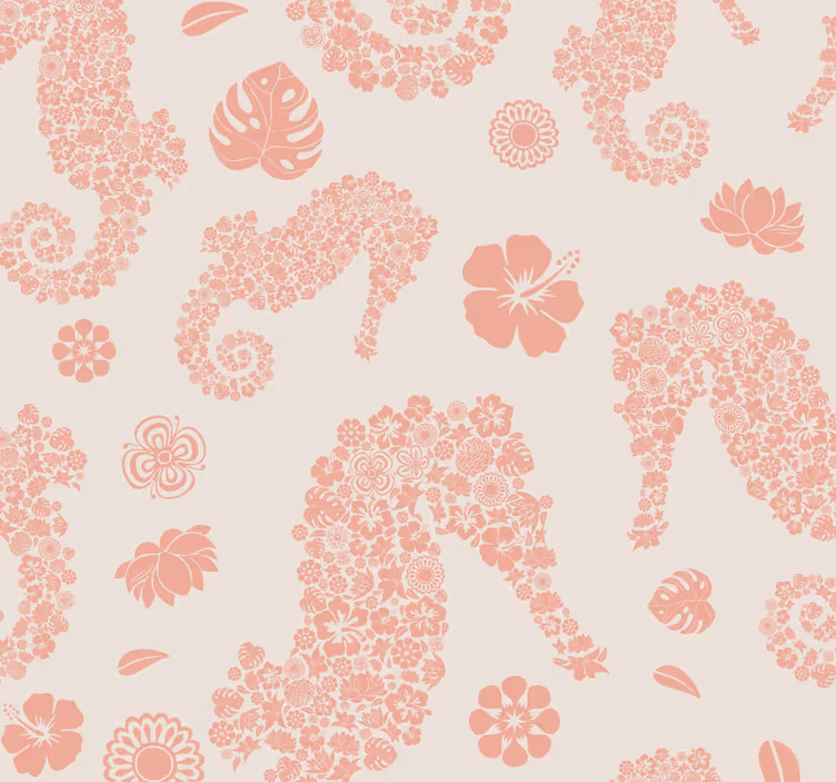 Tapete Tiere seepferdchen blumenmuster - TenStickers