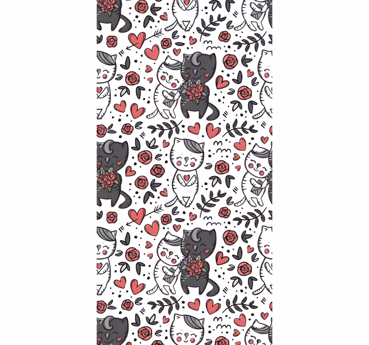 Katzen Tapete katzenhafte blumenfreude - TenStickers