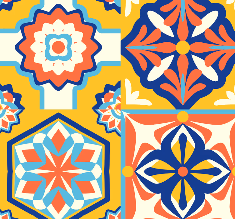 Fliesen Tapete geometrische fliesenfusion - TenStickers