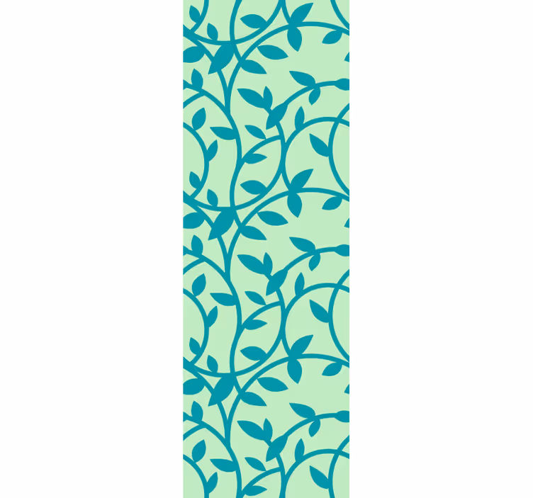 Blumentapete Grün mit türkisfarbenen blüten - TenStickers