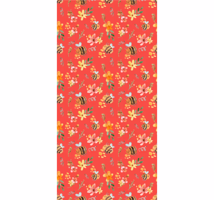 Blumentapete bienenblumenmuster - TenStickers