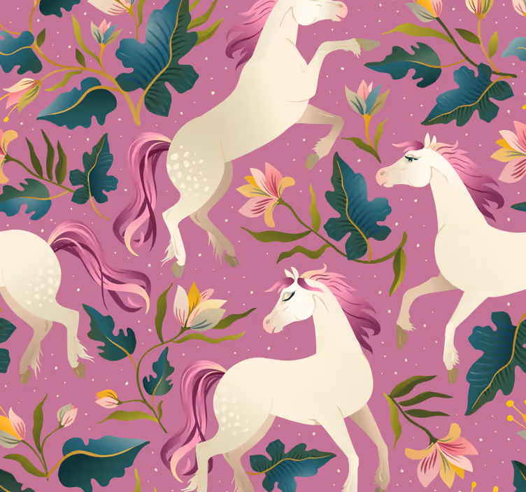 Pferde Tapete florales einhorn-design - TenStickers