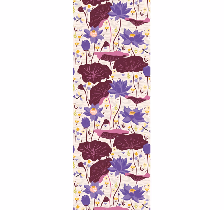 Blumentapete mit blauem und lila muster - TenStickers