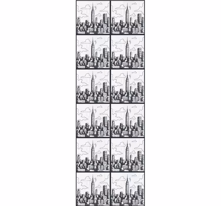 Tapete Stadt skizze der städtischen skyline - TenStickers
