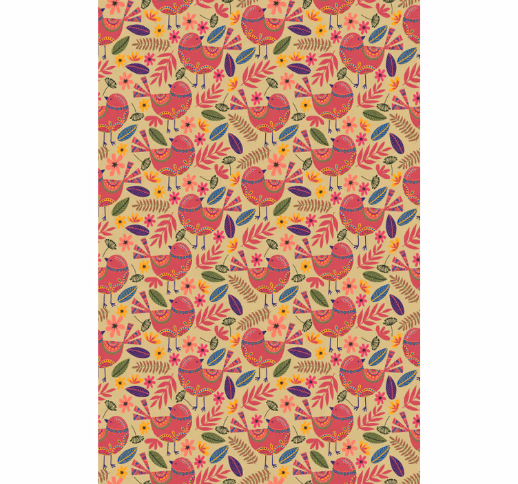Tapete florale Ornamente ziervogel - TenStickers