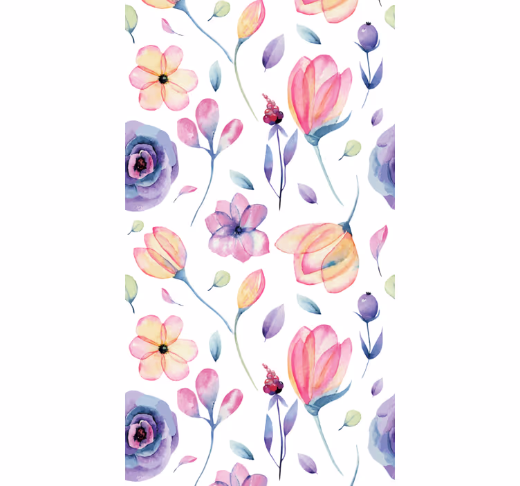 Blumentapete blumenaquarell - TenStickers
