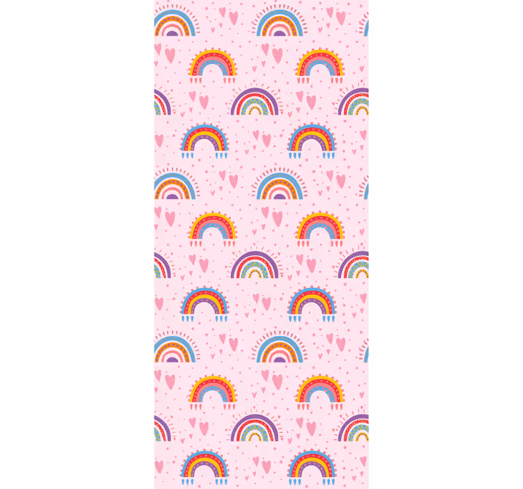 Tapete Kinderzimmer Rosa punkte und bunte regenbögen - TenStickers