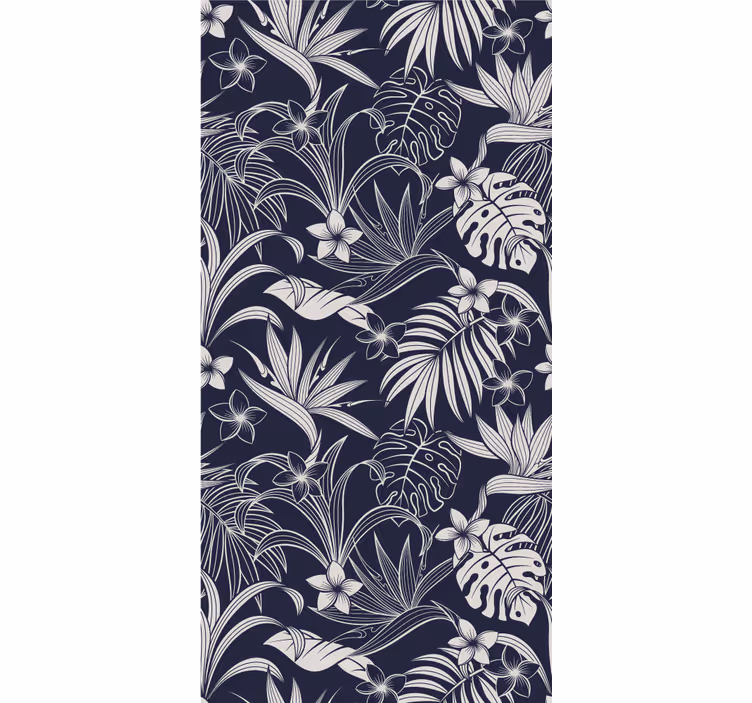 Blumentapete Dunkle tropische blätter und blüten - TenStickers