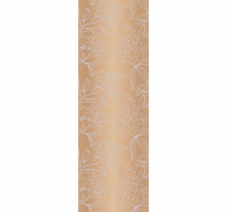 Blumentapete Silbernes blumenmuster auf goldenem Hintergrund - TenStickers