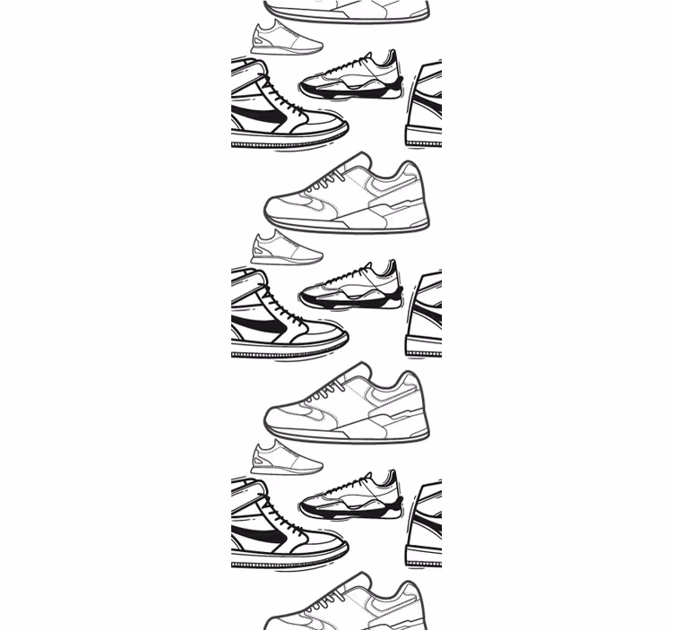 Retro Tapete Schwarz-weißes retro-sneaker-muster - TenStickers