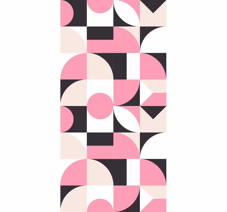 Tapete geometrische muster modernes pink und schwarz muster - TenStickers