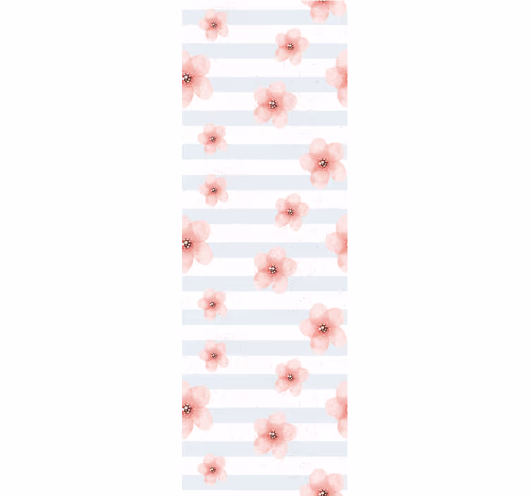 Blumentapete "shabby chic" mit horizontalen blauen linien - TenStickers