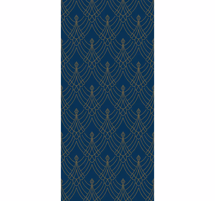 Tapete Flur Blau-goldener kunstdekor-stil - TenStickers