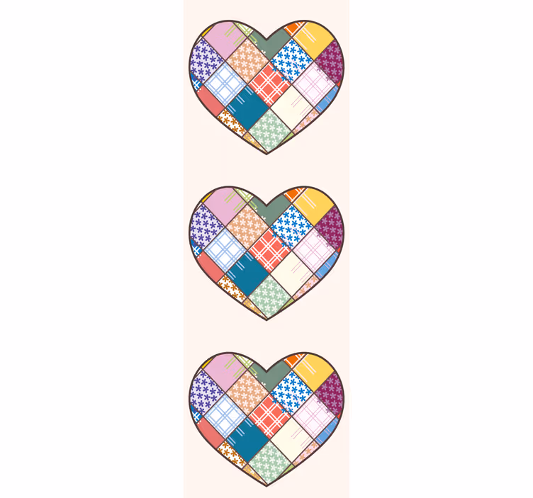 Tapete florale Ornamente patchwork-herzen-design - TenStickers