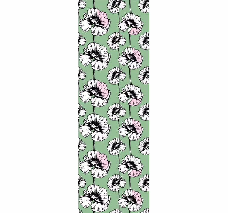 Blumentapete rosa und weiße mohnblumen - TenStickers