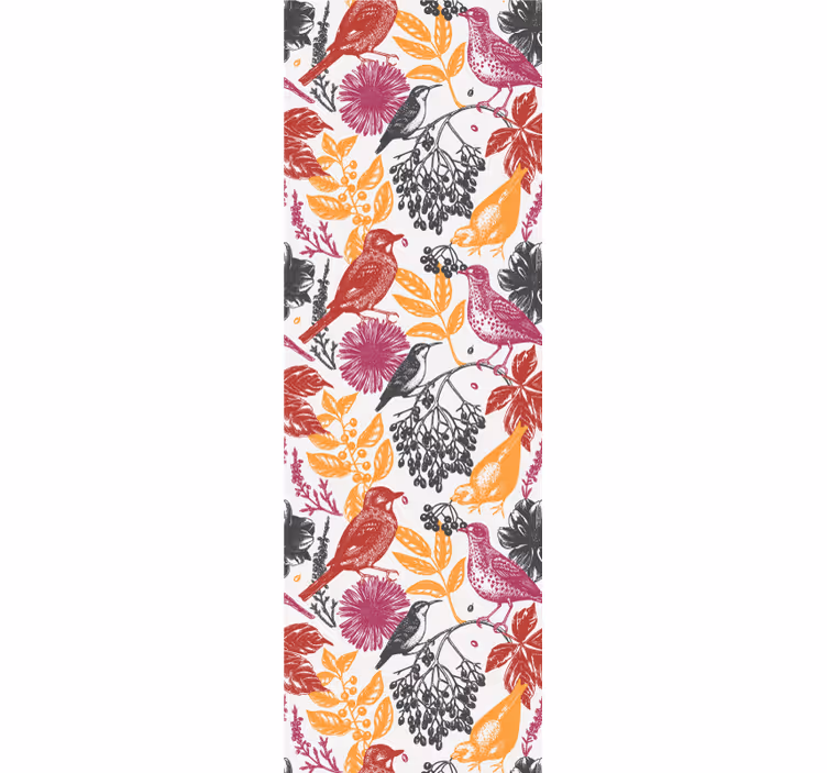Tapete Vögel bunte blumen und blätter - TenStickers