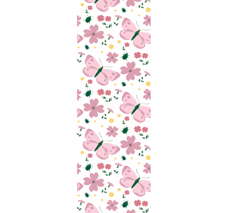 Tapete Schmetterling pinke blumen - TenStickers
