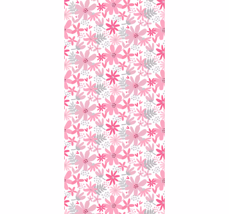 Blumentapete mit pinken mustern - TenStickers