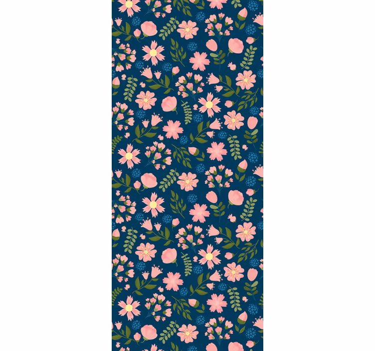 Blumentapete rosa und blaues muster - TenStickers