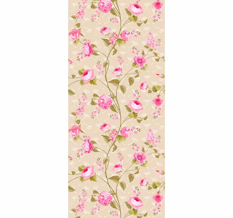 Blumentapete mit beigem rosenmuster - TenStickers
