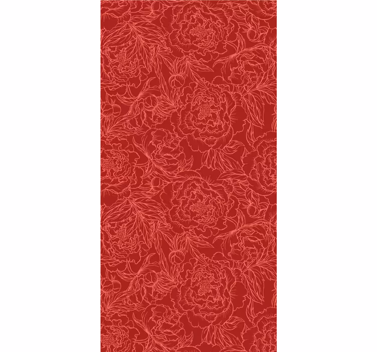 Blumentapete rotes umriss-rosen-muster - TenStickers