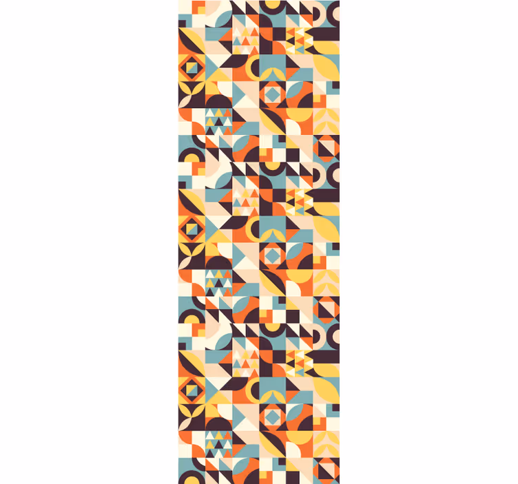 Tapete geometrische Muster retro-farbe, rotes mosaik - TenStickers