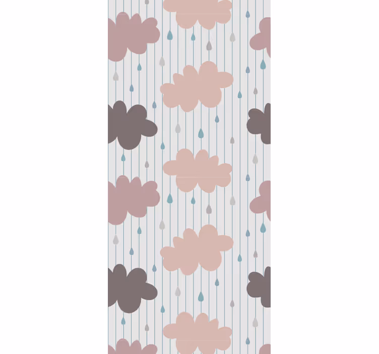 Tapete Kinderzimmer Rosa regenwolken mit Streifen - TenStickers