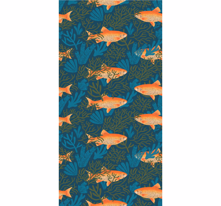 Tapete Fische realistisches blaues und oranges motiv - TenStickers