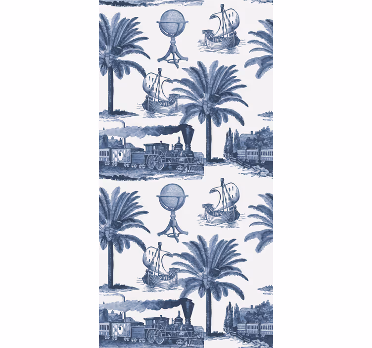 Tapete Barock palmen und blaue züge - TenStickers