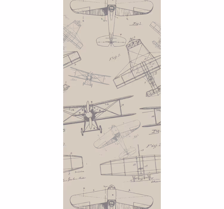 Kunst Tapete vintage flugzeug skizzen - TenStickers