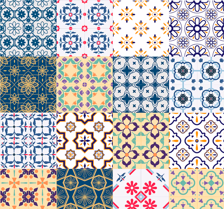Blaue Kacheln vintage tapete - TenStickers