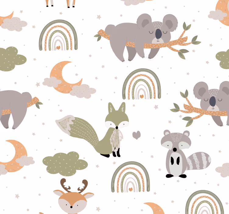 Kinderzimmer Tapete skandinavische Tiermuster - TenStickers