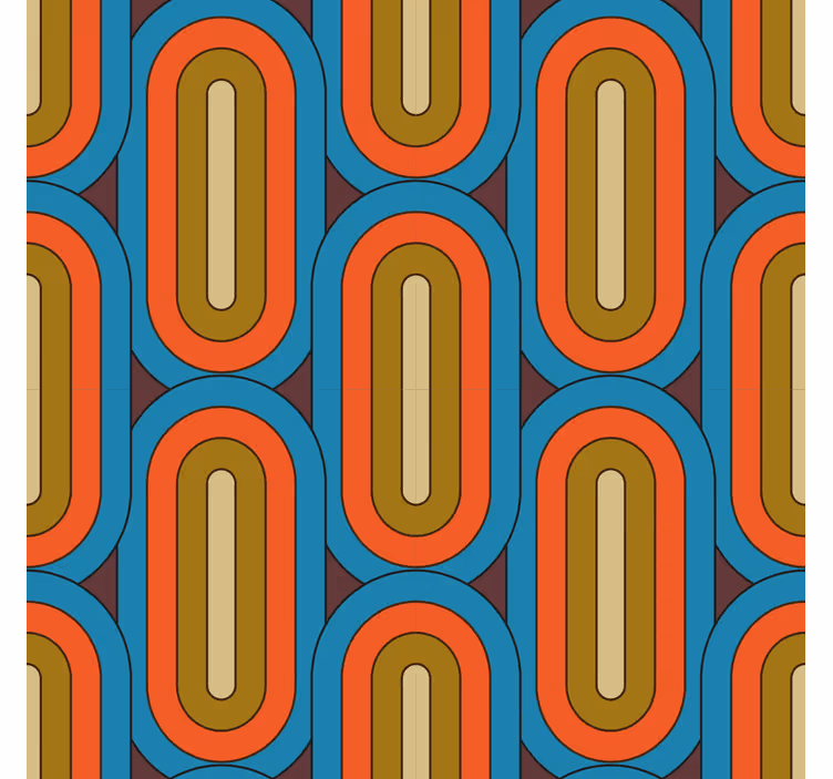 Tapeten Wohnzimmer retro abgerundetes blau - TenStickers