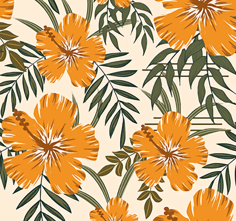 Blumentapete hibiskus-motiv - TenStickers