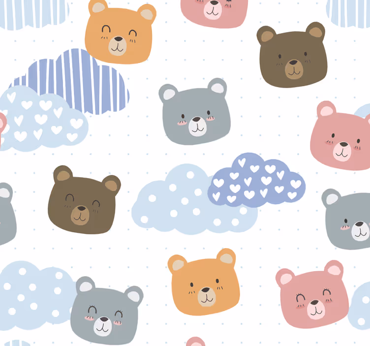 Katzen Tapete cartoon bären wolken - TenStickers