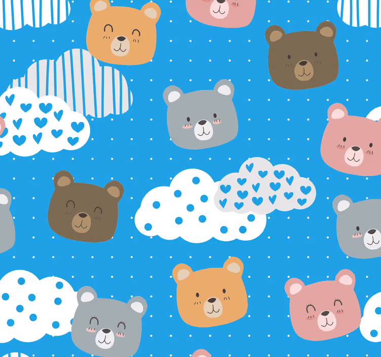 Katzen Tapete bär wolkenlandschaft muster - TenStickers