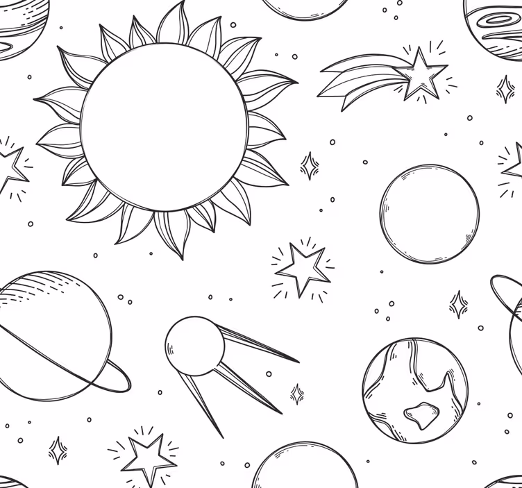 Tapete Kinderzimmer weltraum-doodle - TenStickers