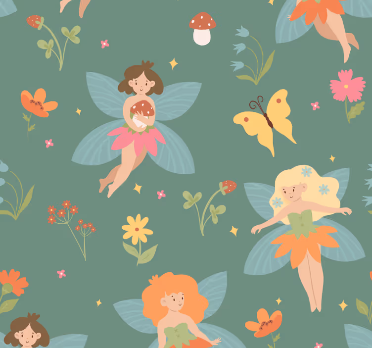 Tapete Baby fee blumenmuster - TenStickers