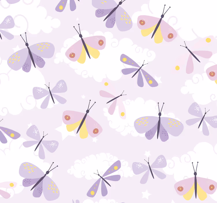 Schmetterling Tapete dieses Muster in pastelllila Tönen übersetze - TenStickers