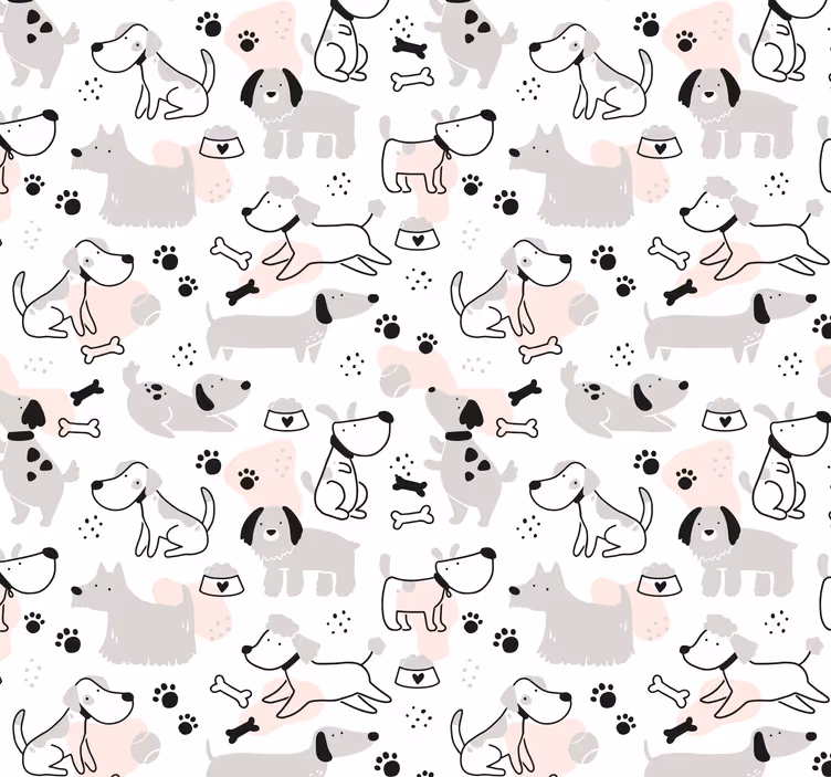 Tapeten Schlafzimmer Graues hundemuster - TenStickers