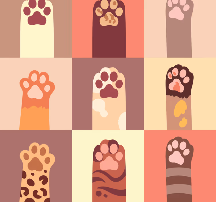 Moderne Tapete Katzenpfoten cartoon - TenStickers