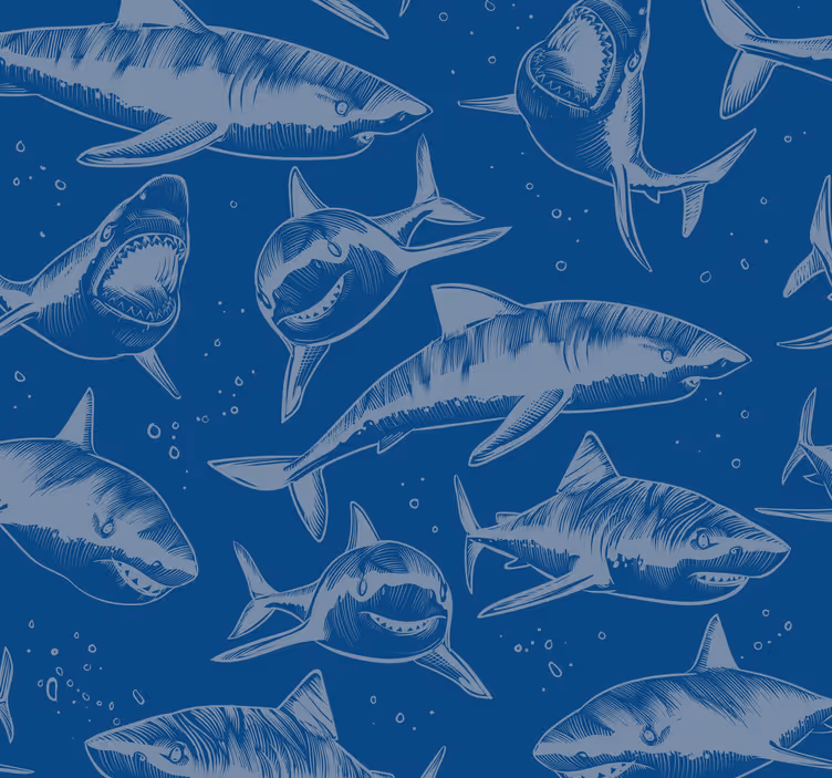 Tapete Fische Wütende Haie - TenStickers